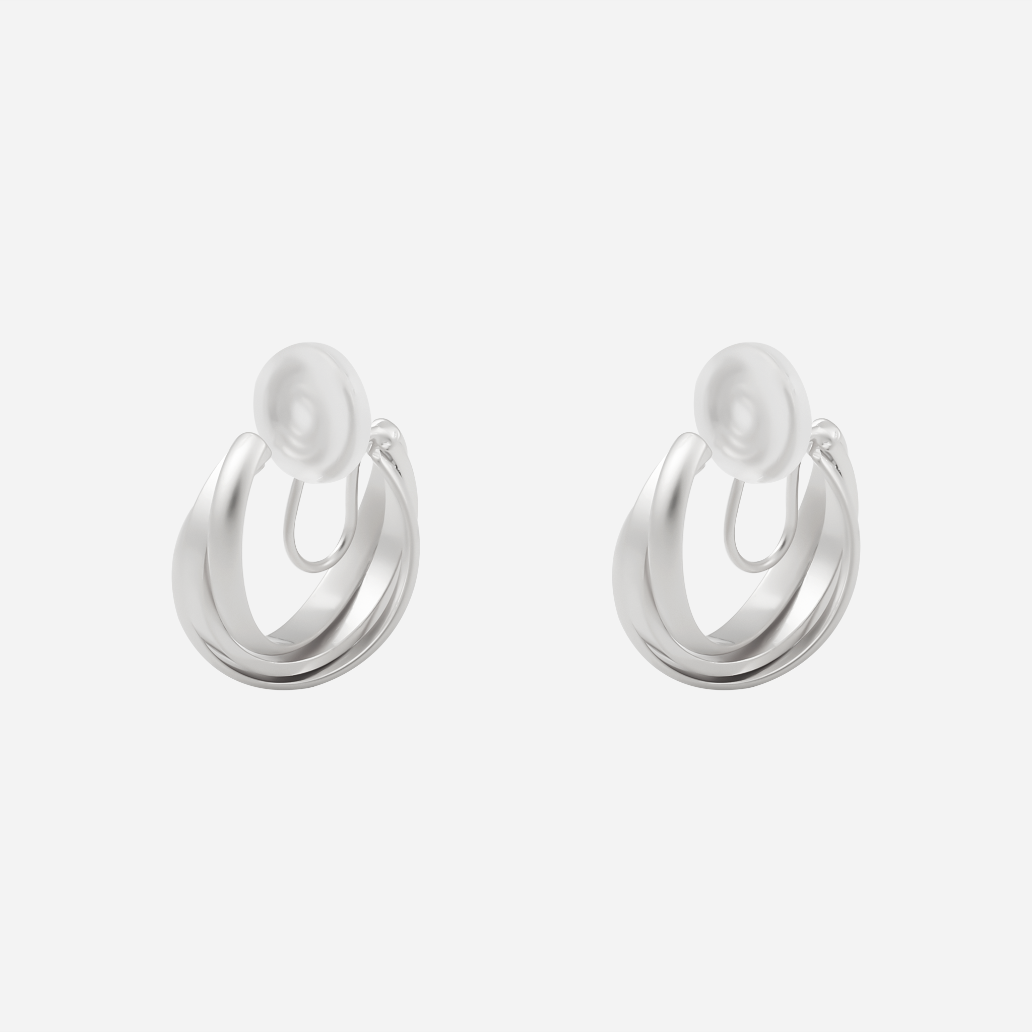 Daily Linear Ridged Clip-On Hoop Earrings in 18K gold and silver by SOMIY for non-pierced ears.