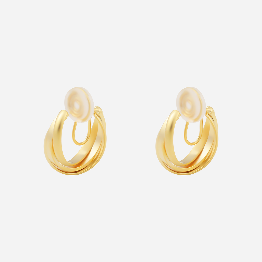 Daily Linear Ridged Clip-On Hoop Earrings in 18K gold and silver by SOMIY for non-pierced ears.