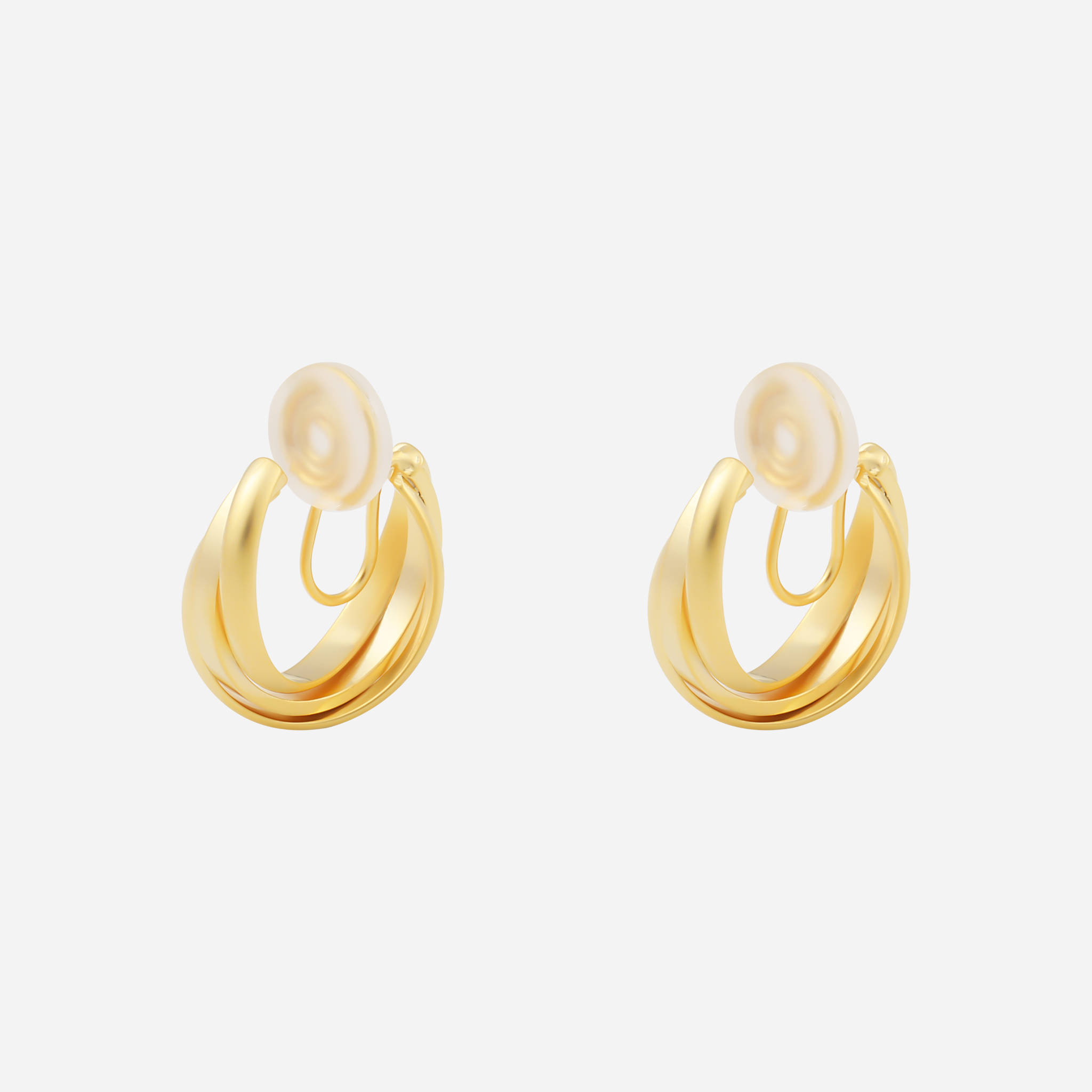 Daily Linear Ridged Clip-On Hoop Earrings in 18K gold and silver by SOMIY for non-pierced ears.