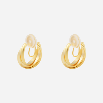 Daily Linear Ridged Clip-On Hoop Earrings in 18K gold and silver by SOMIY for non-pierced ears.