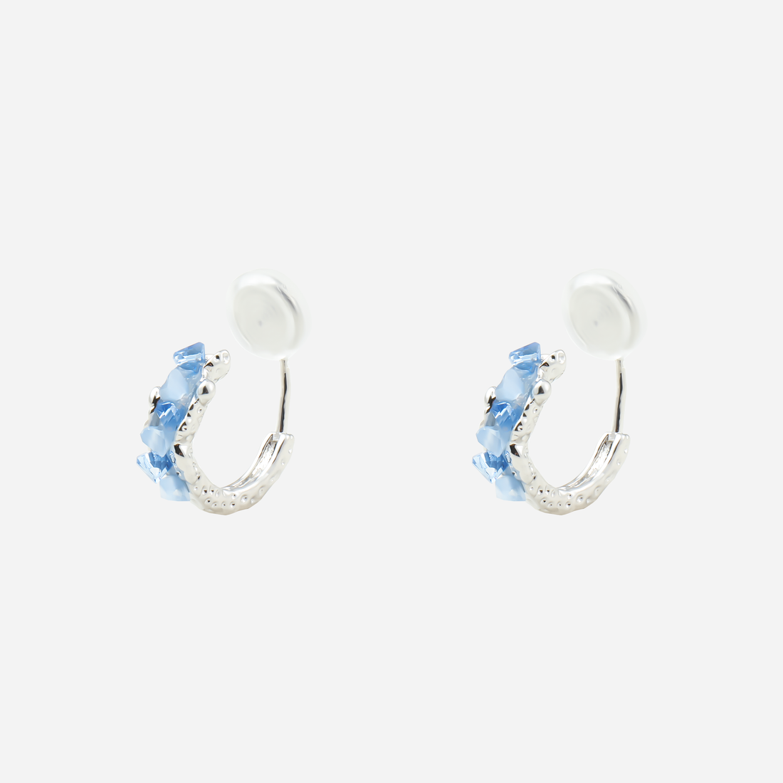 Midi Sparkling Zircon Clip-On Hoop Earrings in silver by SOMIY for non-pierced ears.