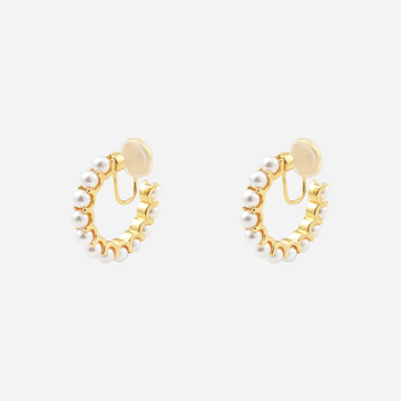Lustrous Pearl Polished Hoop Clip-On Earrings by SOMIY