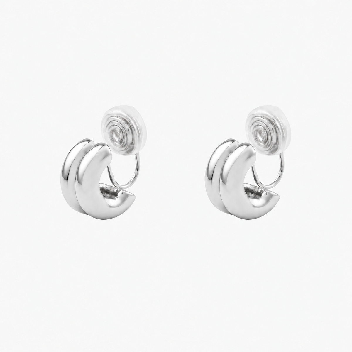 Radiant Sculptural Hoop Clip-On Earrings in silver by SOMIY