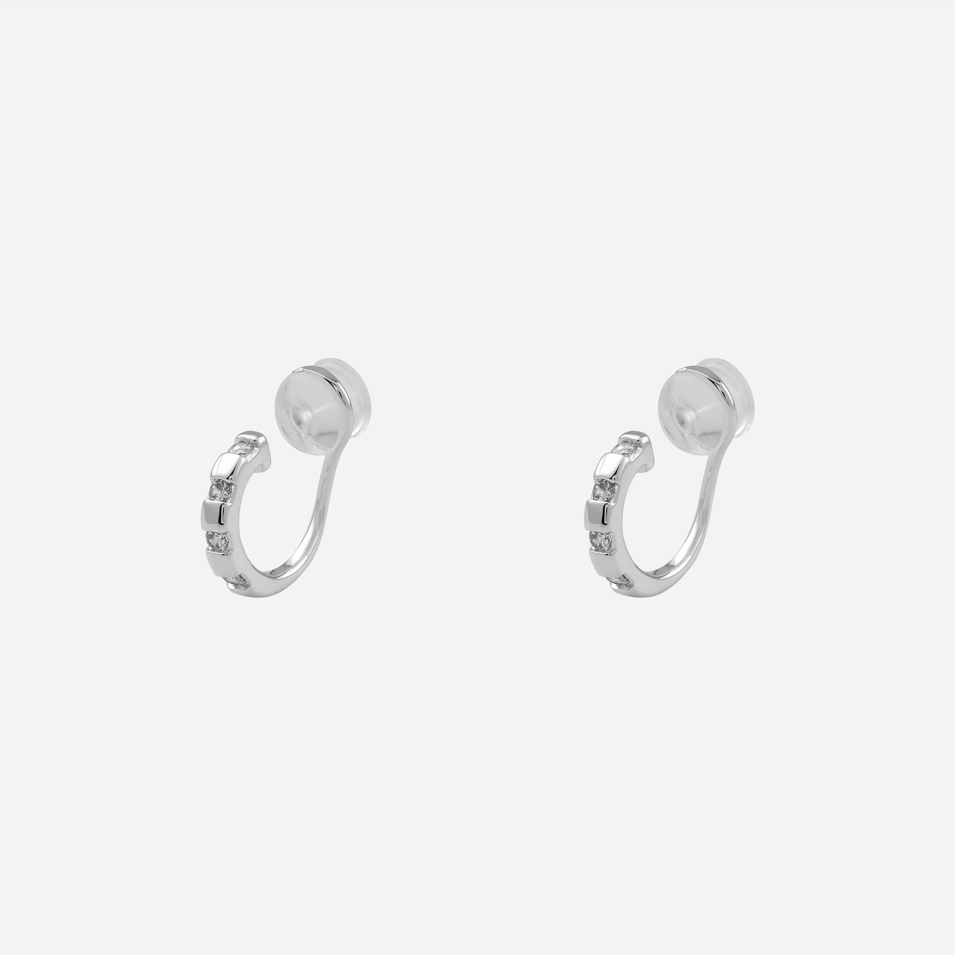 Sleek Sparkling Diamond-Set Classic Hoop Clip-On Earrings image 4 by SOMIY