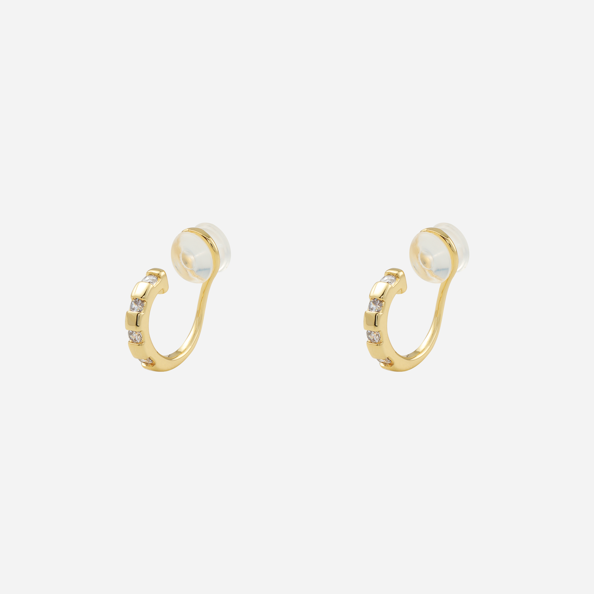 Sleek Sparkling Diamond-Set Classic Hoop Clip-On Earrings by SOMIY