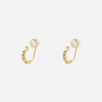 Sleek Sparkling Diamond-Set Classic Hoop Clip-On Earrings by SOMIY