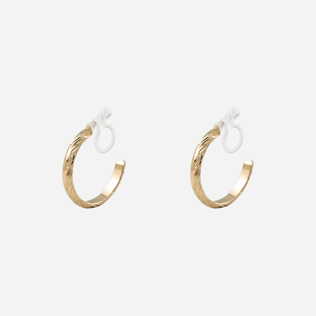 Modern Vertical Ridged Hoop Clip-On Earrings by SOMIY