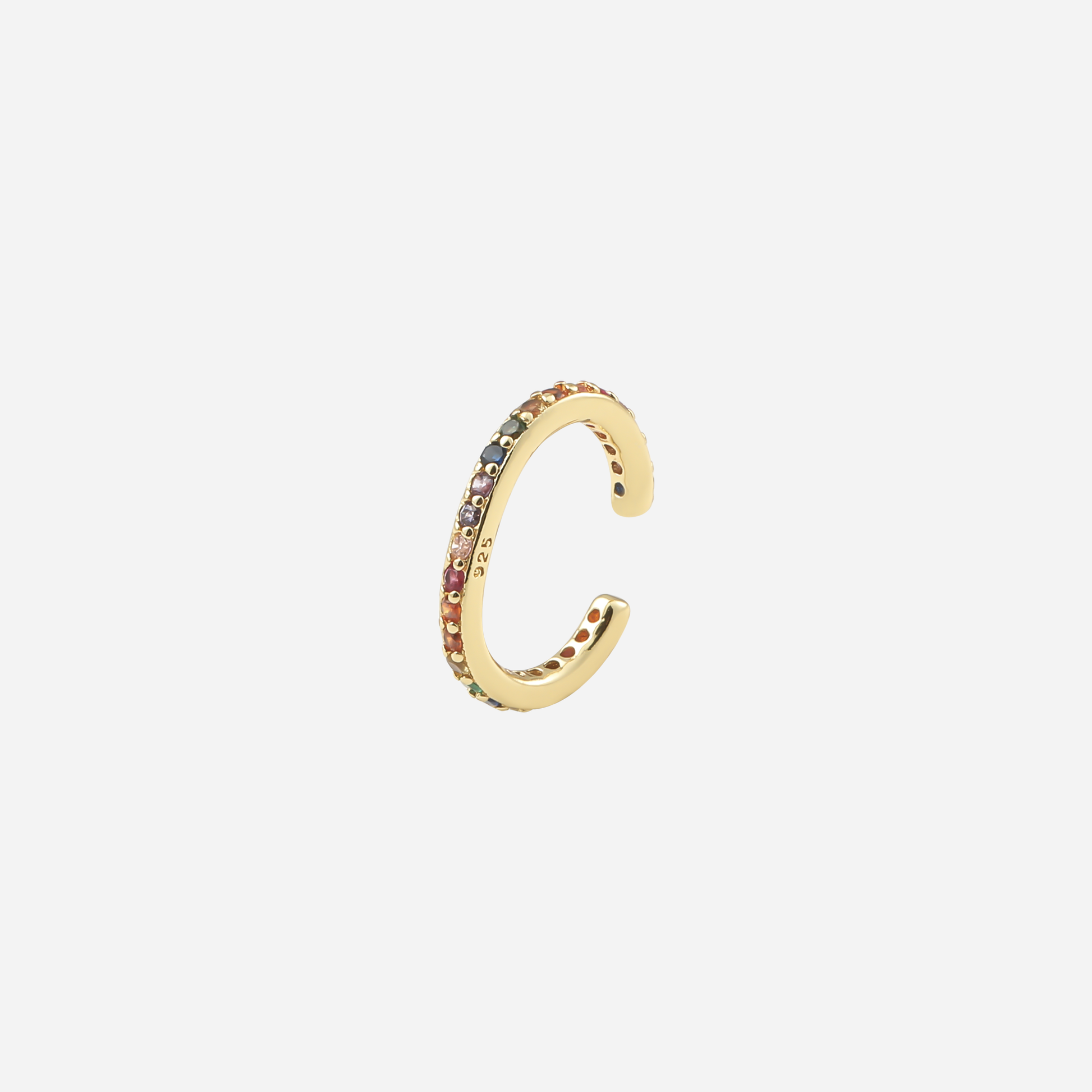 S925 Sterling Silver Petite Rainbow Diamond-Set Ear Cuff by SOMIY