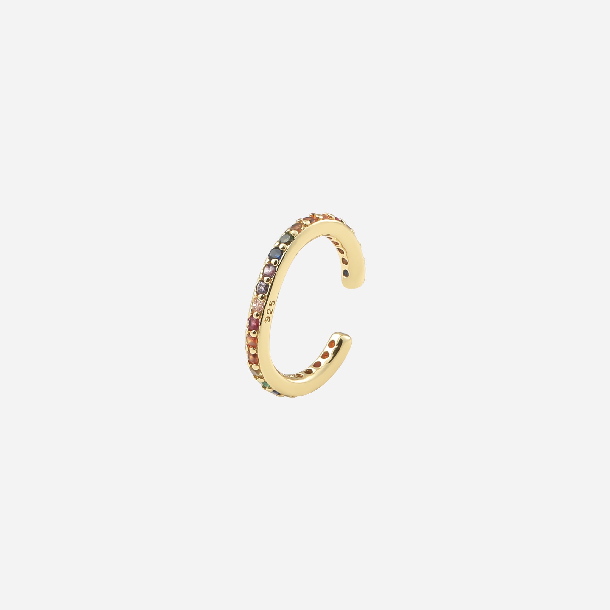 S925 Sterling Silver Petite Rainbow Diamond-Set Ear Cuff by SOMIY