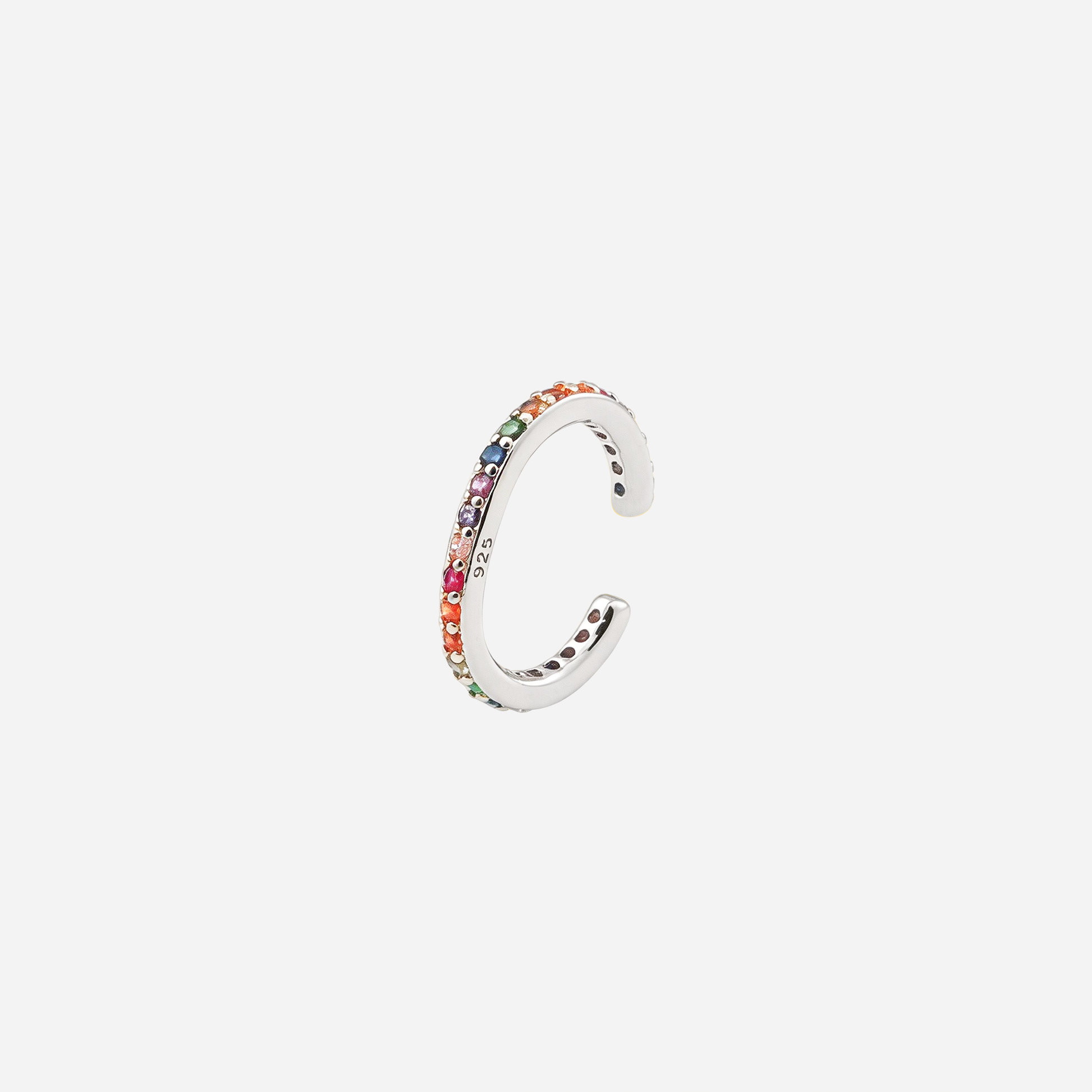 S925 Sterling Silver Petite Rainbow Diamond-Set Ear Cuff image 3 by SOMIY