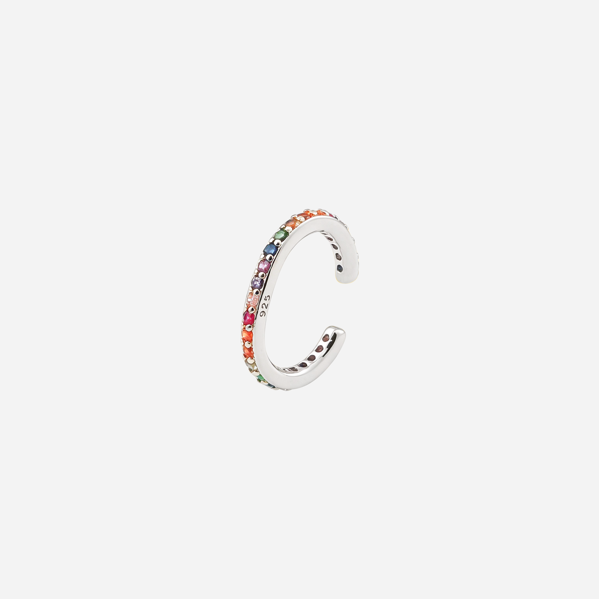 S925 Sterling Silver Petite Rainbow Diamond-Set Ear Cuff image 3 by SOMIY
