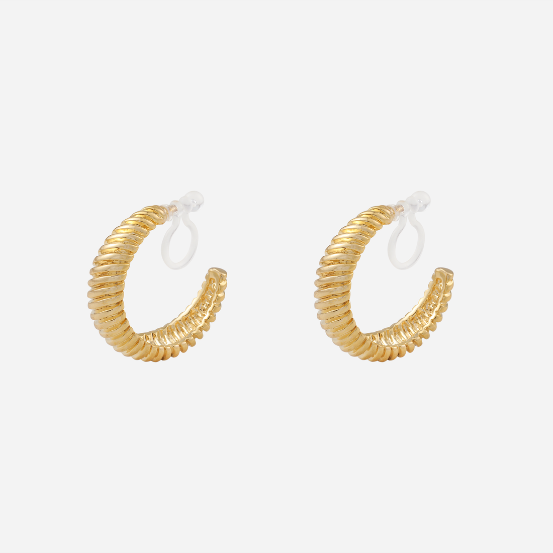 Essential Polished Medium Clip-On Hoop Earrings in 18K gold and silver by SOMIY for non-pierced ears.