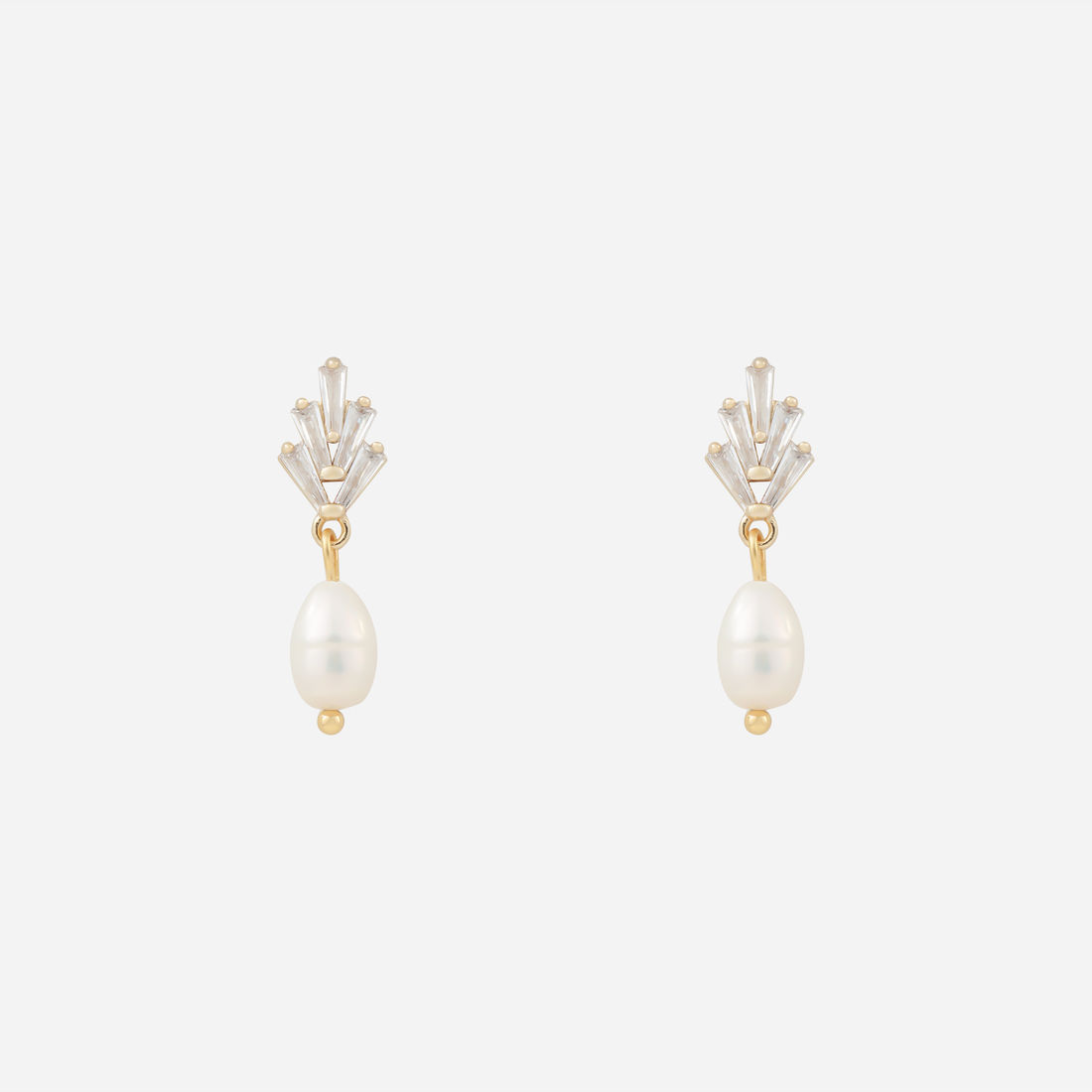 Radiant Pearl & Sparkling Diamond-Set Drop Clip-On Earrings in 18K gold and silver by SOMIY for non-pierced ears.