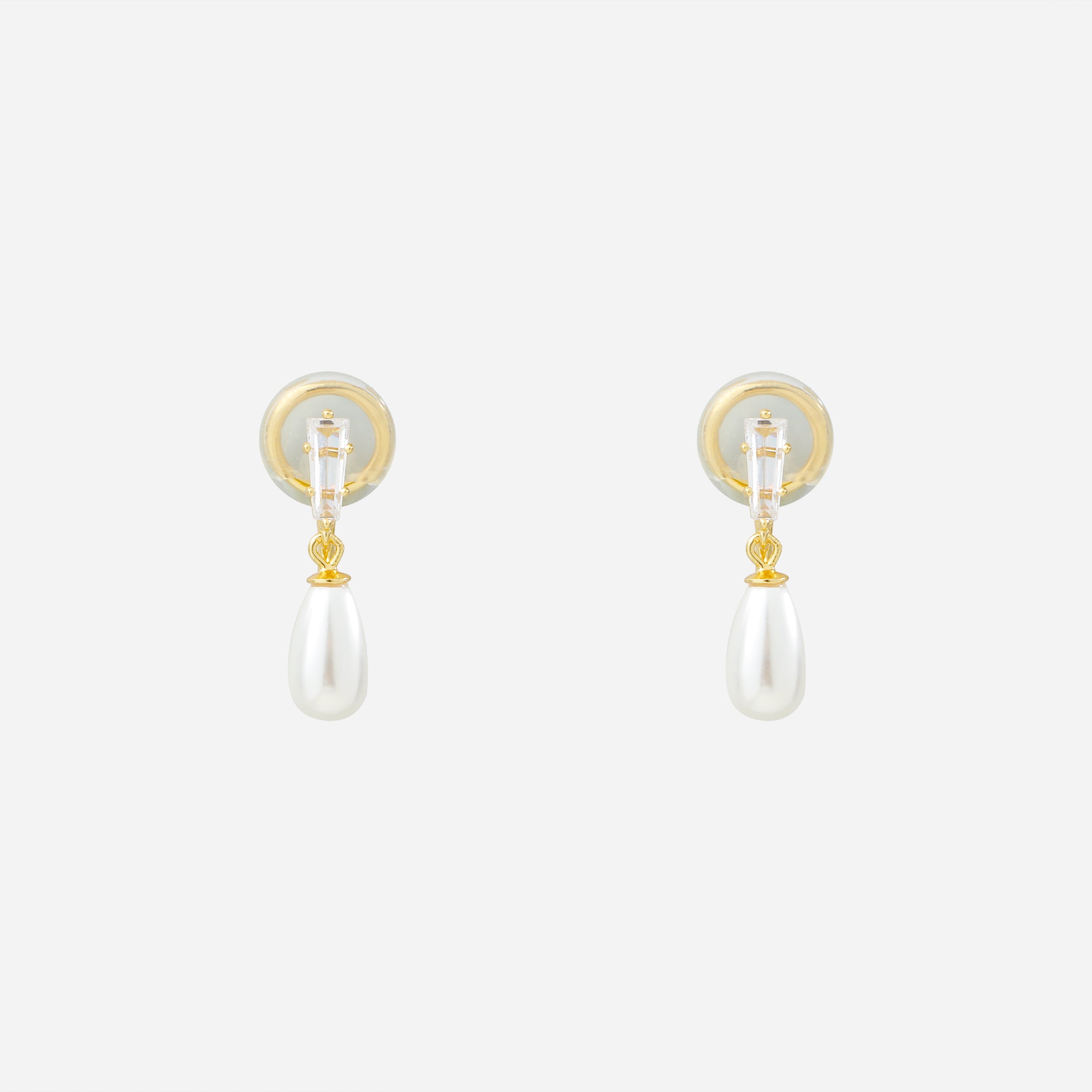 Luminous Pearl & Sparkling Diamond-Set Drop Clip-On Earrings in 18K gold and silver by SOMIY for non-pierced ears.