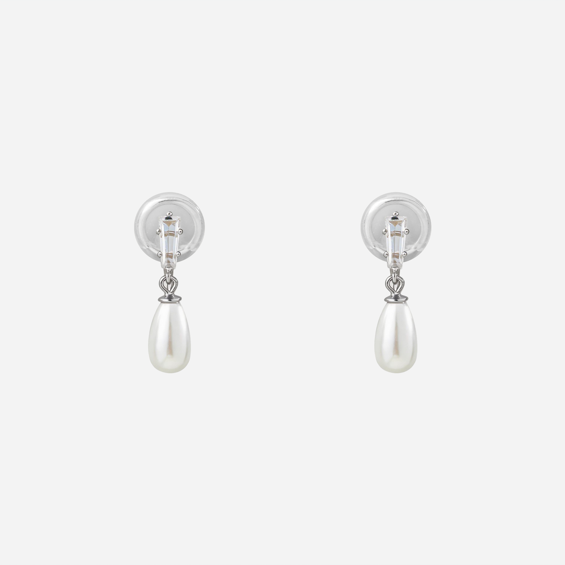 Luminous Pearl & Sparkling Diamond-Set Drop Clip-On Earrings in 18K gold and silver by SOMIY for non-pierced ears.