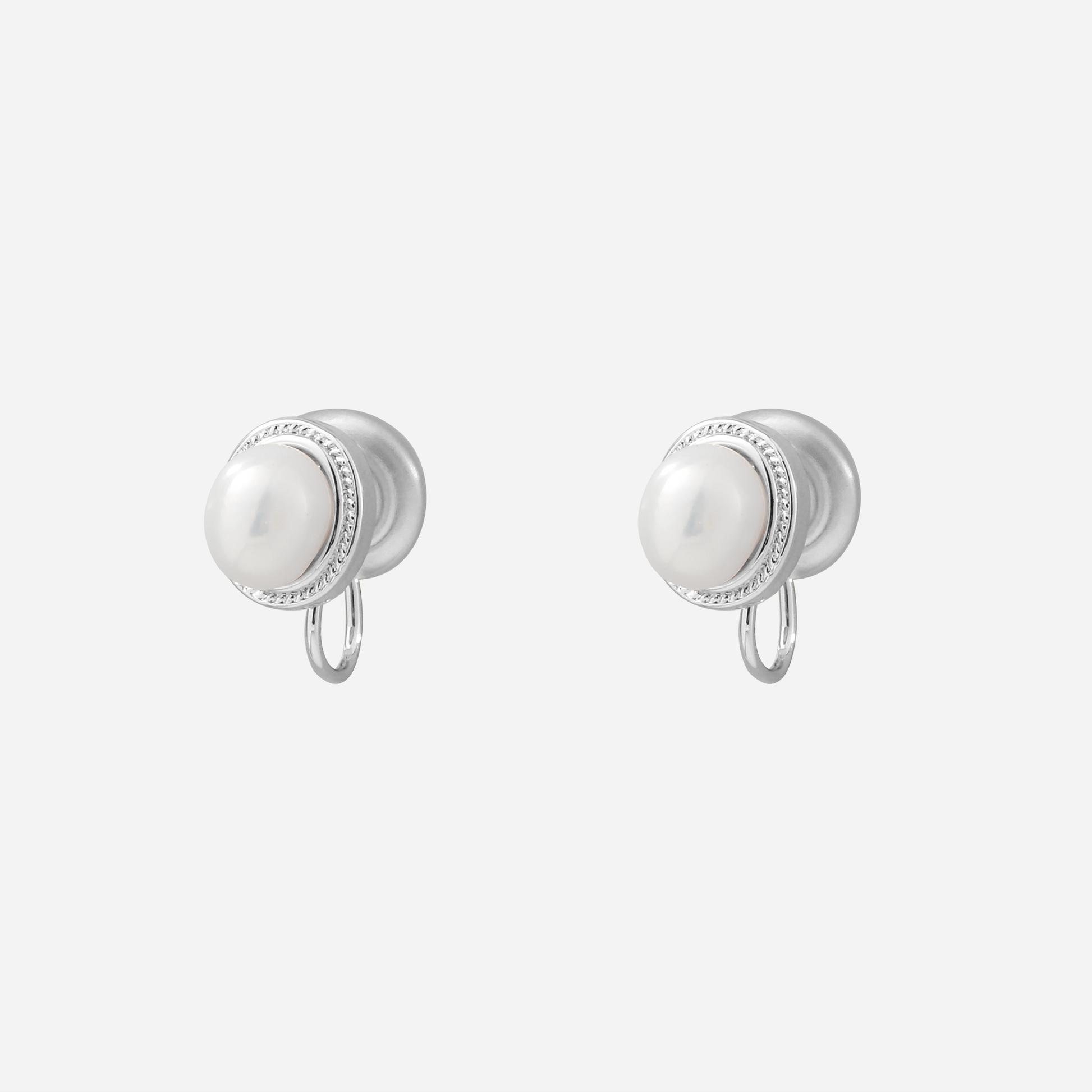Petite Pearl Polished Clip-On Stud Earring in 18K gold and silver by SOMIY for non-pierced ears.