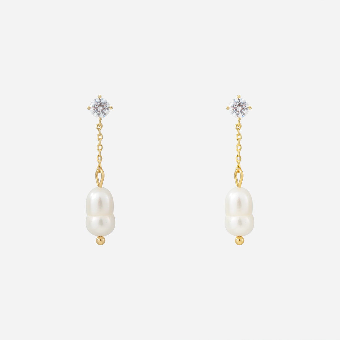 Graceful Pearl & Sparkling Diamond-Set Drop Clip-On Earrings in 18K gold and silver by SOMIY for non-pierced ears.