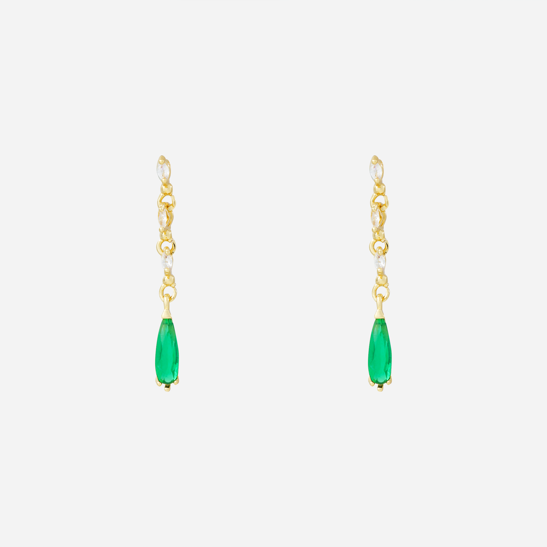 Radiant Rainbow Diamond-Set Slim Drop Clip-On Earrings by SOMIY