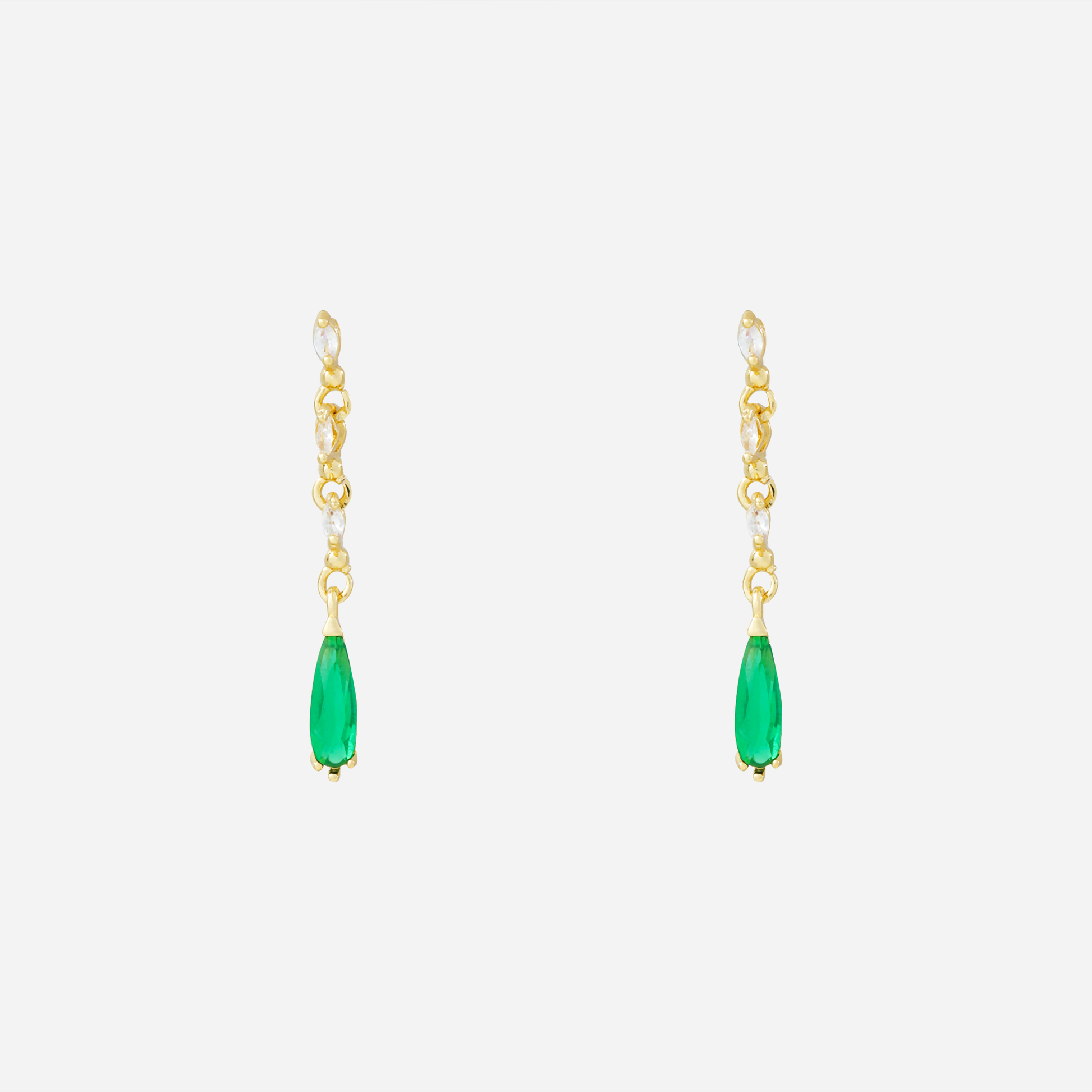 Radiant Rainbow Diamond-Set Slim Drop Clip-On Earrings by SOMIY