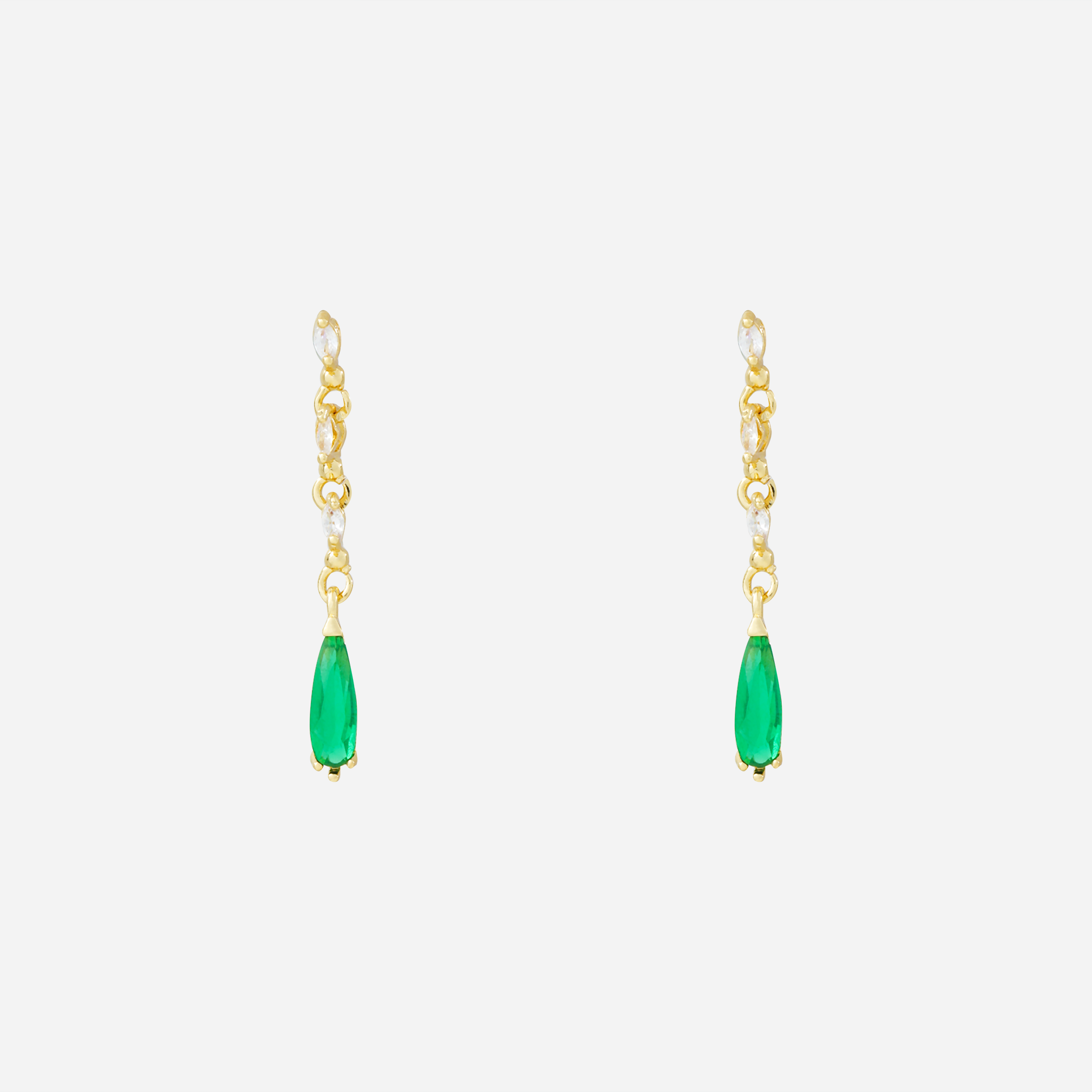 Radiant Rainbow Diamond-Set Slim Drop Clip-On Earrings by SOMIY