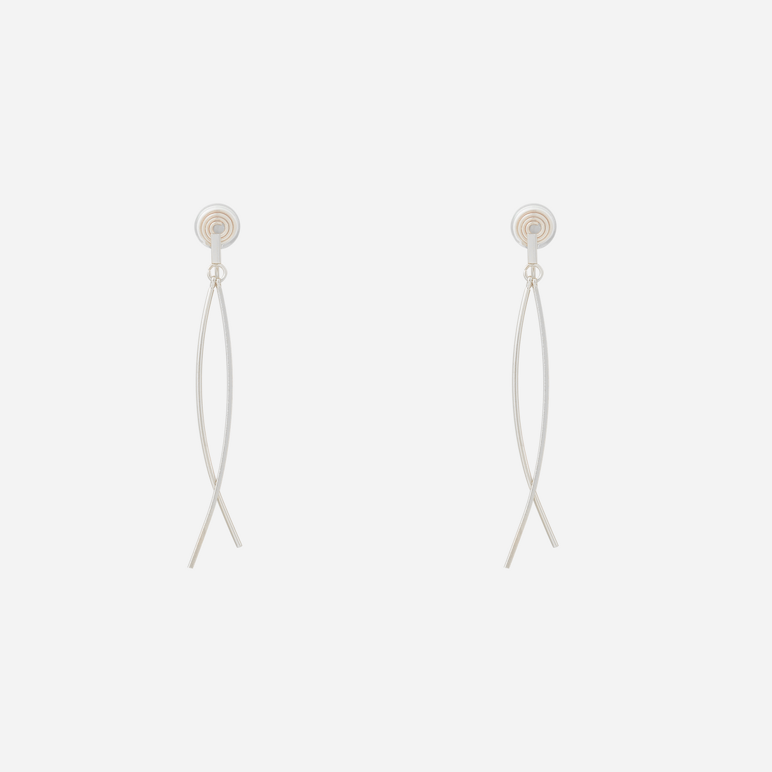 Graceful Curved Line Dangle Clip-On Earrings for non-pierced ears by SOMIY