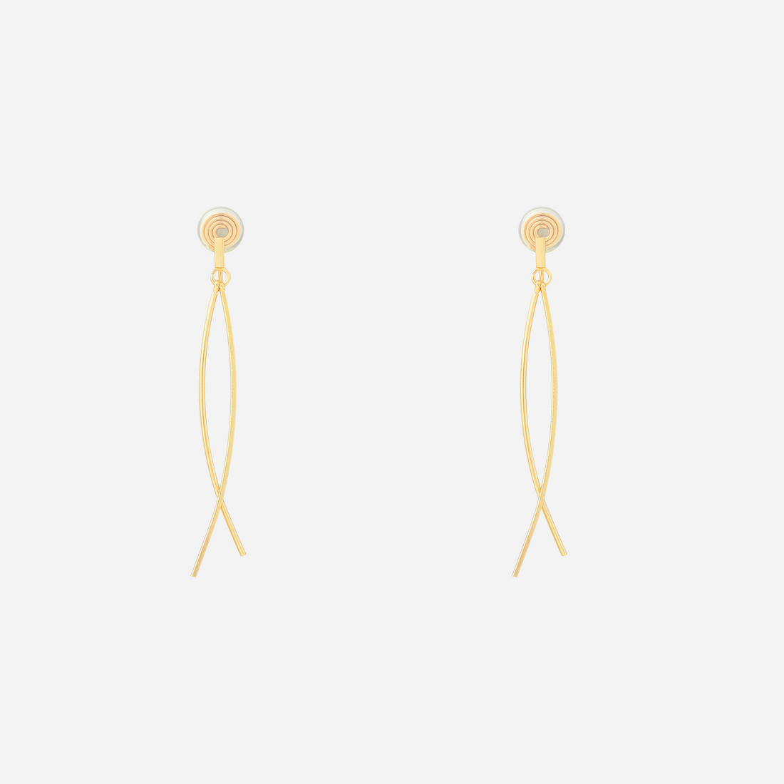 Graceful Curved Line Dangle Clip-On Earrings for non-pierced ears by SOMIY