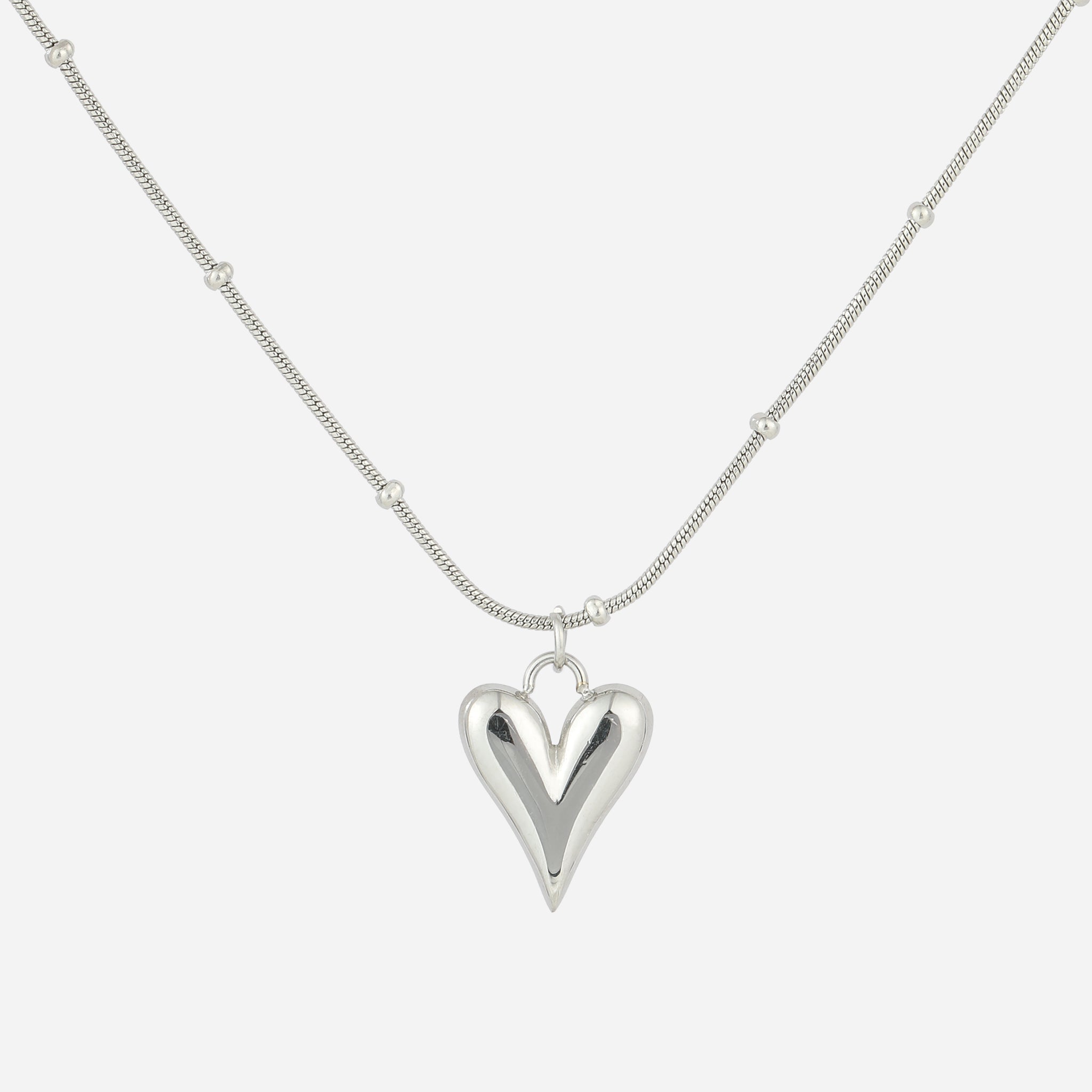 Puffed 3D Heart Pendant Necklace