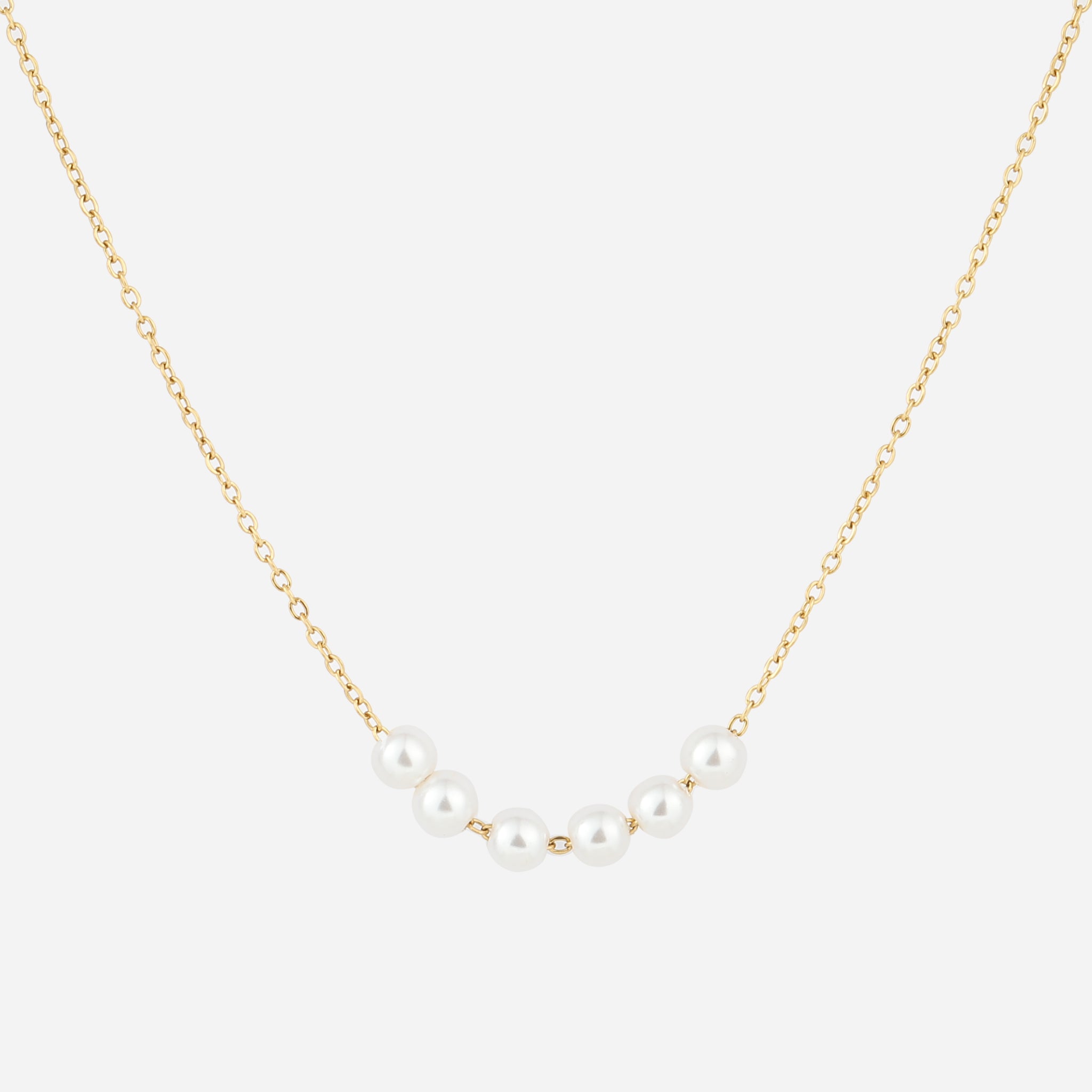 Curved Pearl Bar Necklace