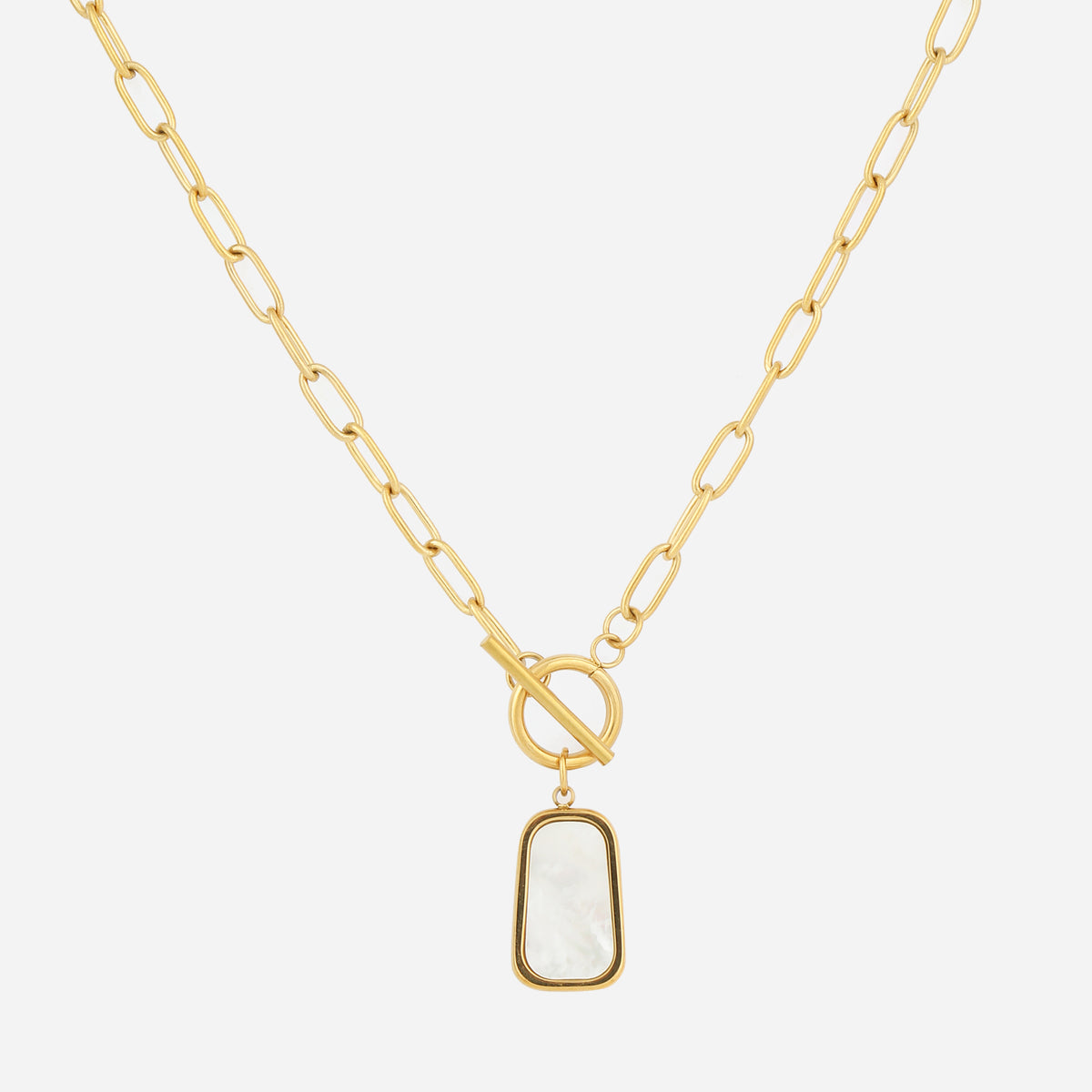 Shell Toggle White Shell Toggle Pendant Necklace for Women - Titanium Steel | SOMIY