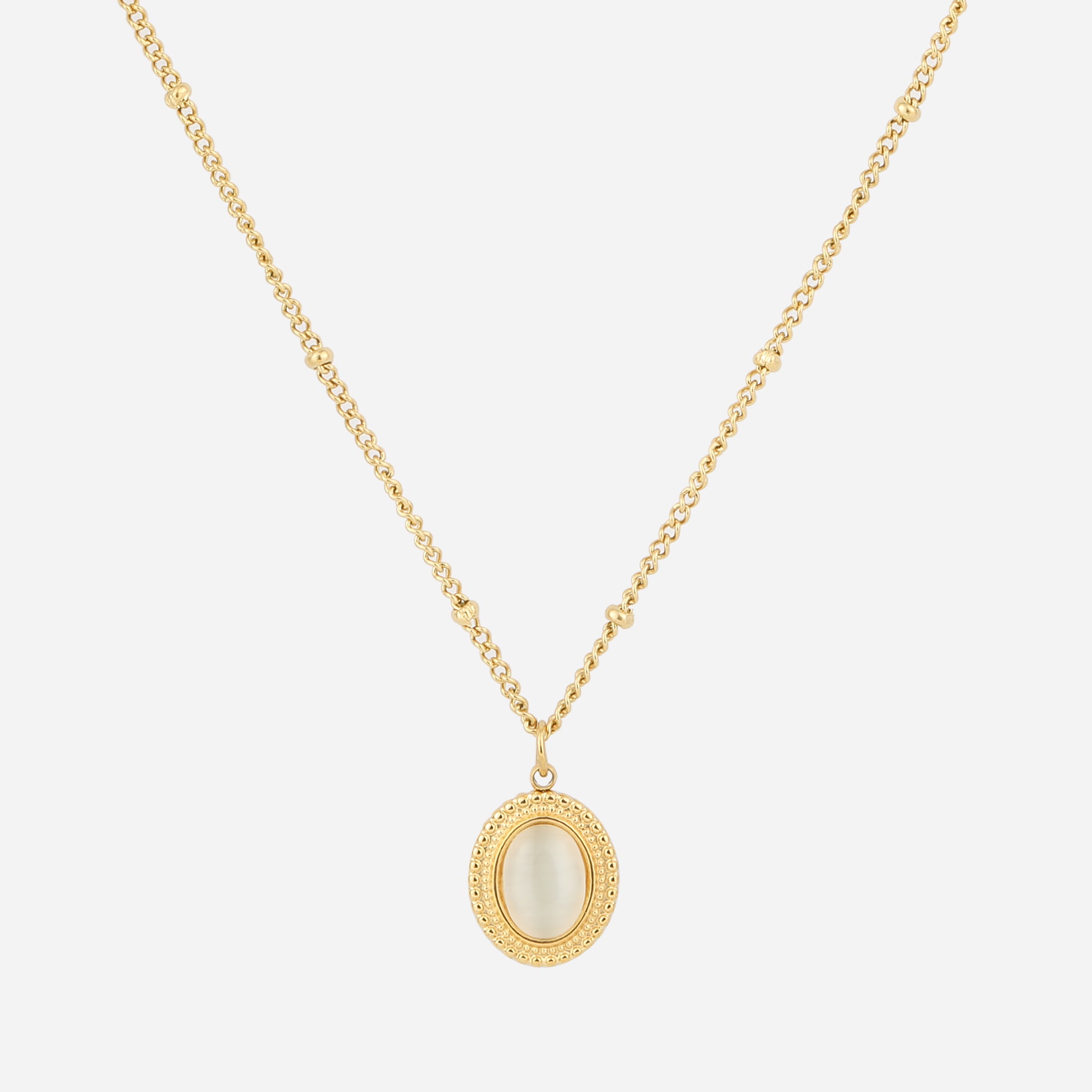 Collar con colgante ovalado ojo de gato