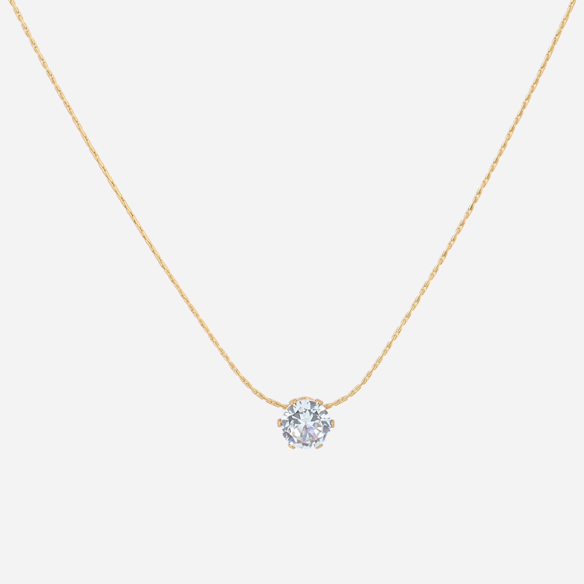 Dainty Round Solitaire Pendant Necklace