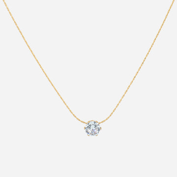 Dainty Round Solitaire Pendant Necklace