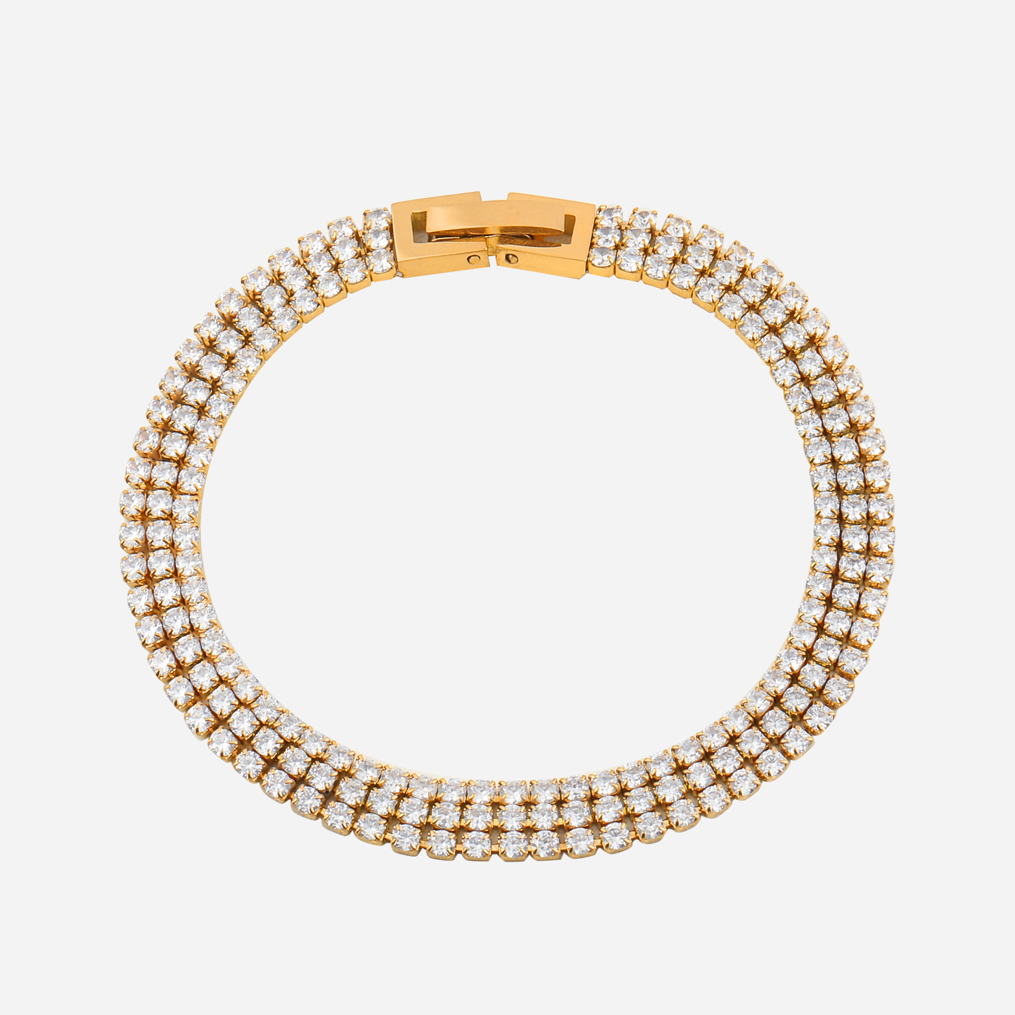 Triple-Row Radiant Zircon Tennis Bracelet