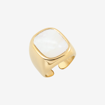 Bold Square Mother of Pearl Open Ring
