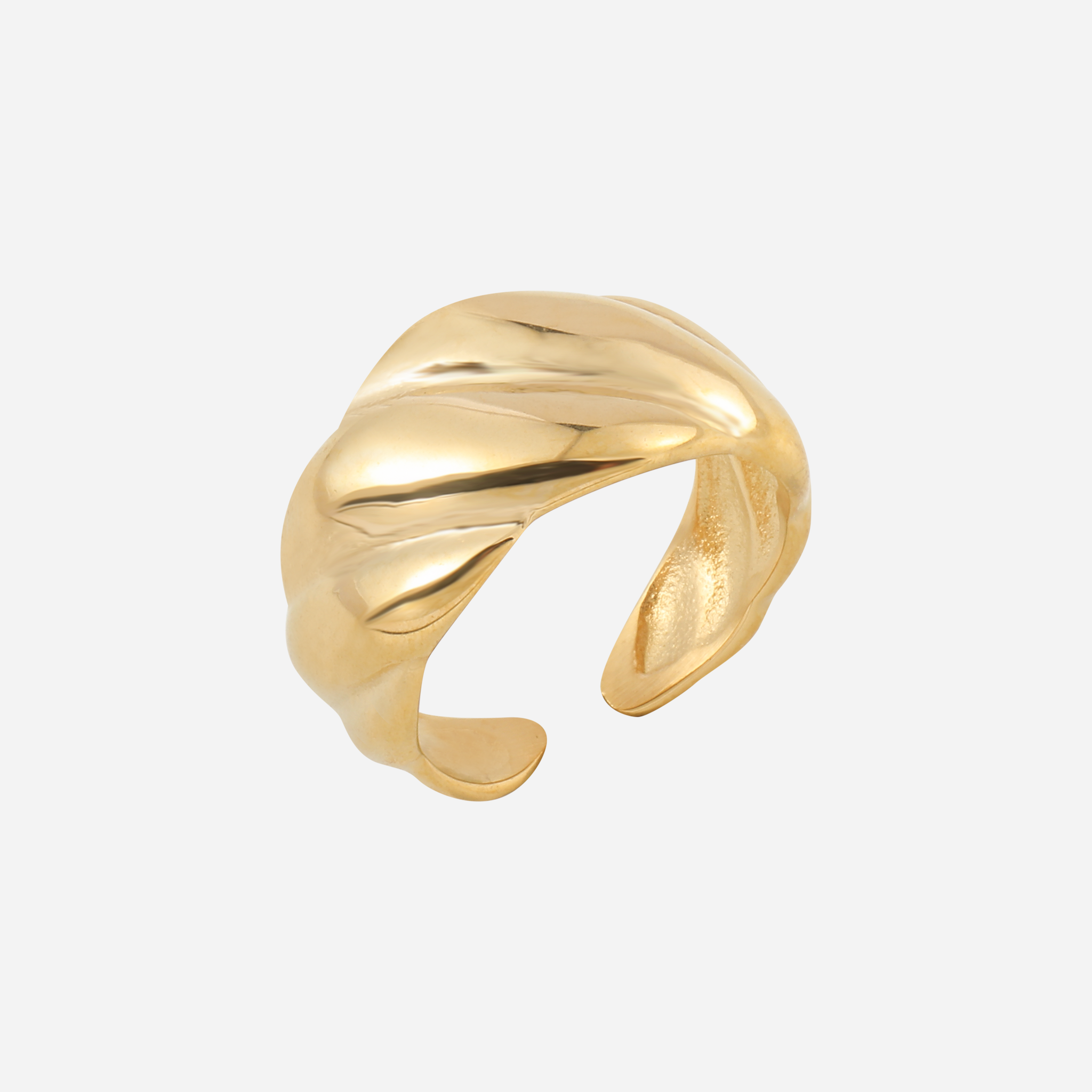 Bold Ribbed Dome Open Ring for Women - Titanium Steel | SOMIY