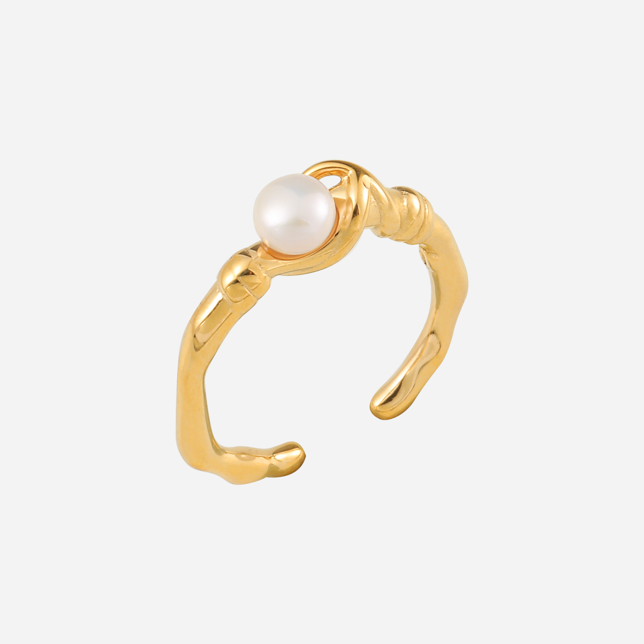 Organischer Perlen-Twist-Ring, offen