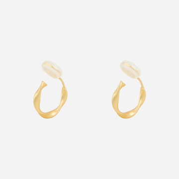 Sleek Linear Ridged Clip-On Hoop Earrings in 18K gold and silver by SOMIY for non-pierced ears.