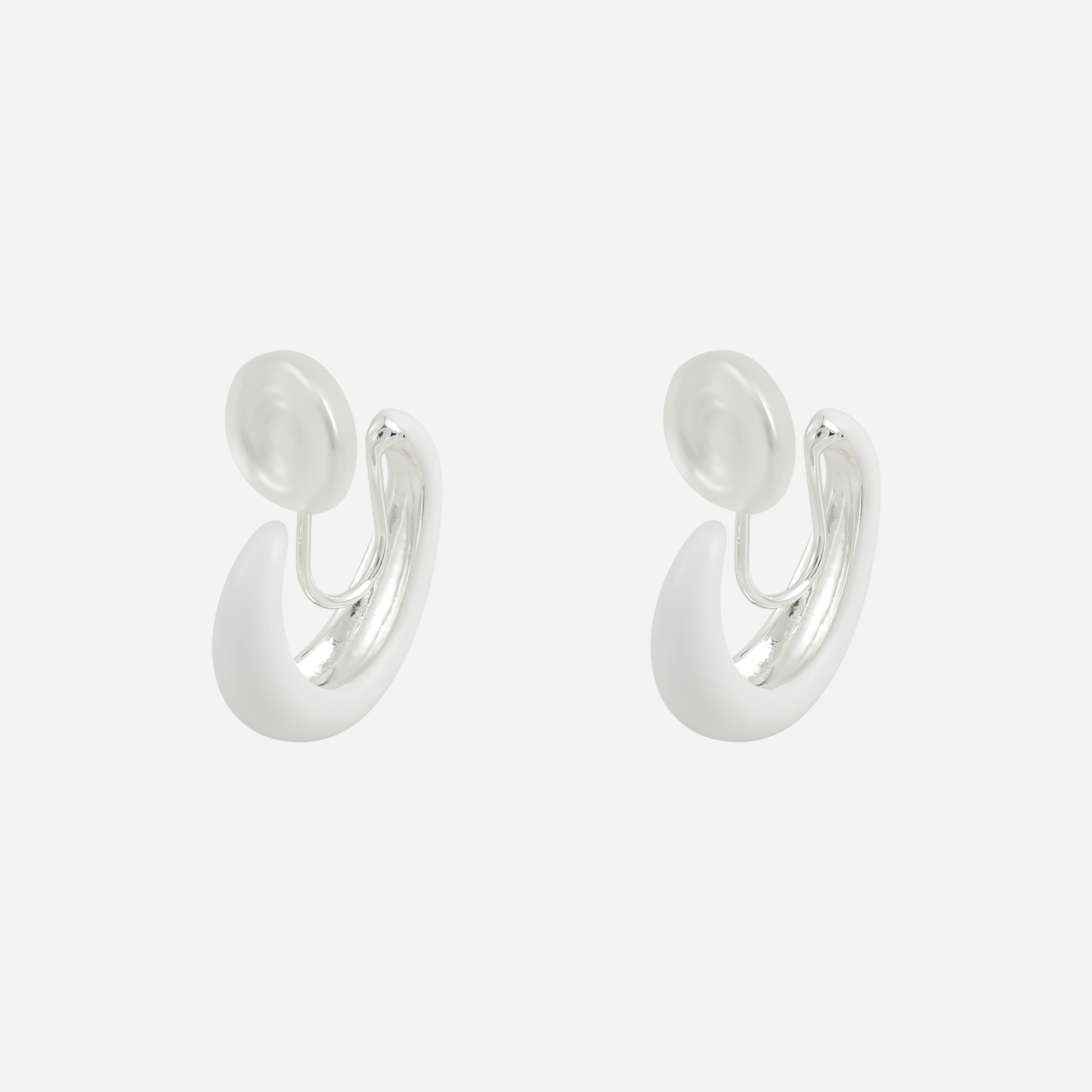 Beaded Texture Clip-On Hoop Earrings in polished silver by SOMIY for non-pierced ears.
