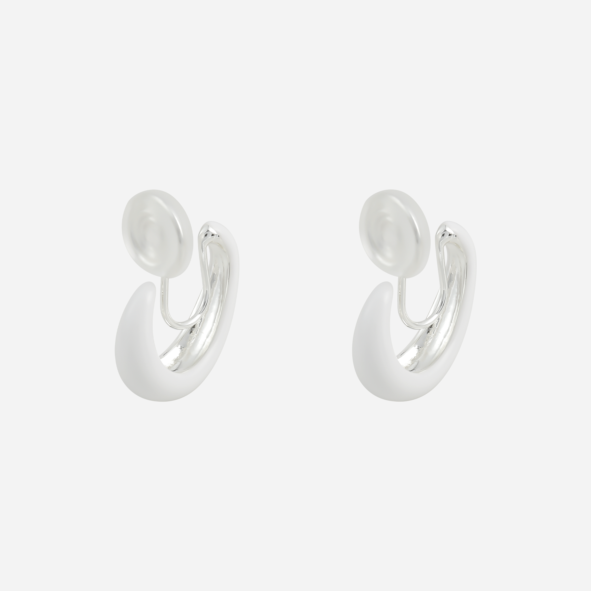 Beaded Texture Clip-On Hoop Earrings in polished silver by SOMIY for non-pierced ears.