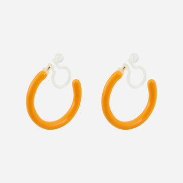 Orange Candy Tube Clip-On Hoop Earrings for non-pierced ears by SOMIY