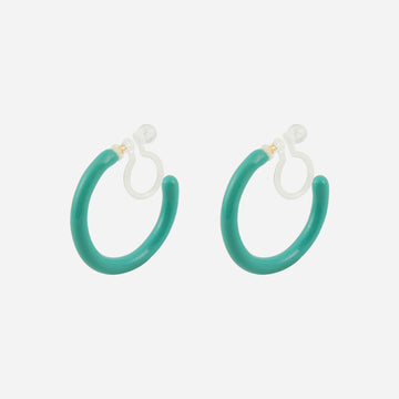 Turquoise Candy Tube Clip-On Hoop Earrings for non-pierced ears by SOMIY