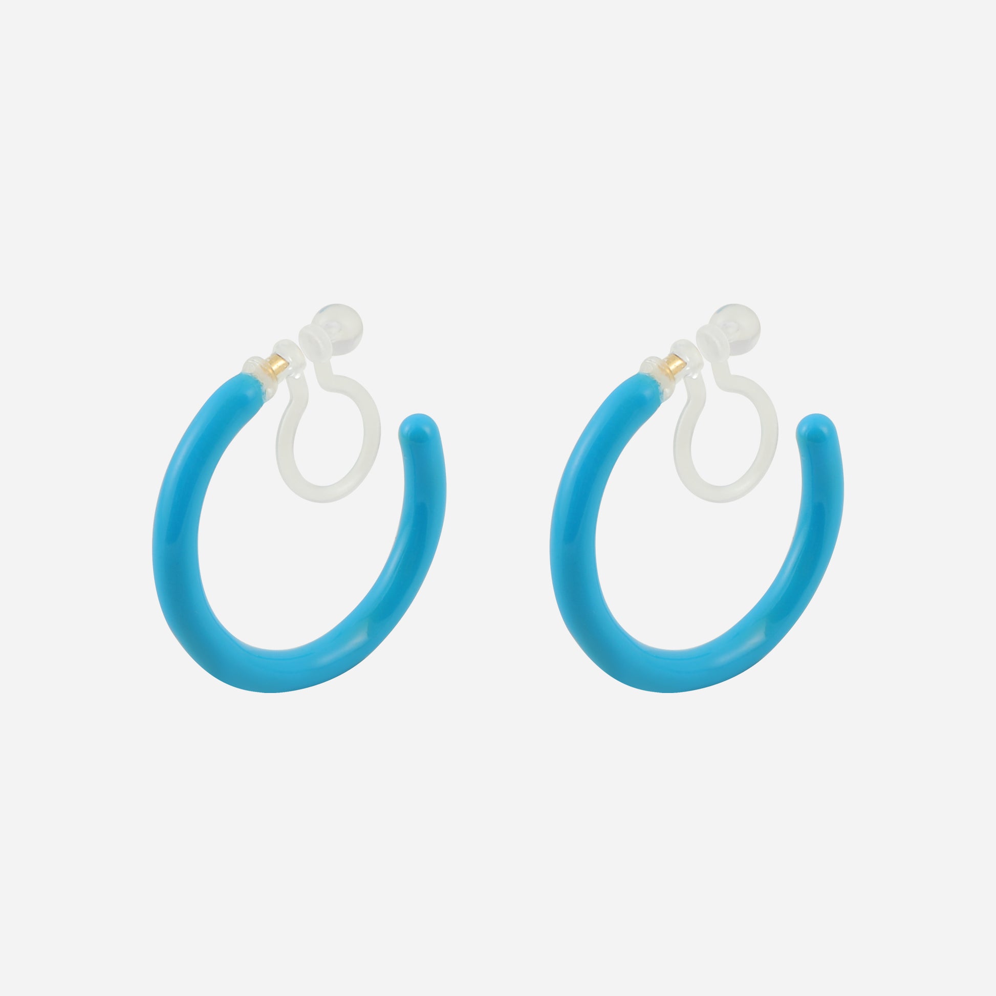 Sky Blue Candy Tube Hoop Clip-On Earrings by SOMIY