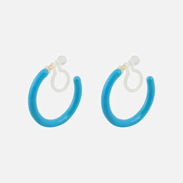 Sky Blue Candy Tube Hoop Clip-On Earrings by SOMIY