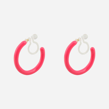 Hot Pink Candy Tube Clip-On Hoop Earrings for non-pierced ears by SOMIY