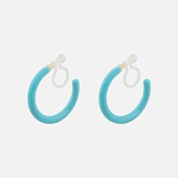 アクアブルー キャンディチューブ クリップオン フープイヤリング