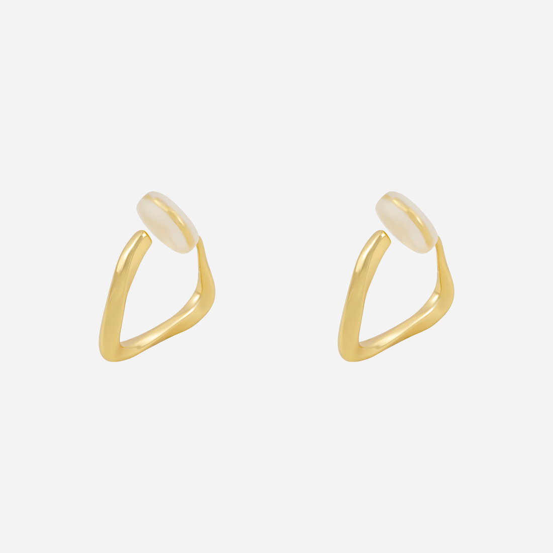 Polished Ribbed Clip-On Hoop Earrings in 18K gold plating by SOMIY for non-pierced ears.