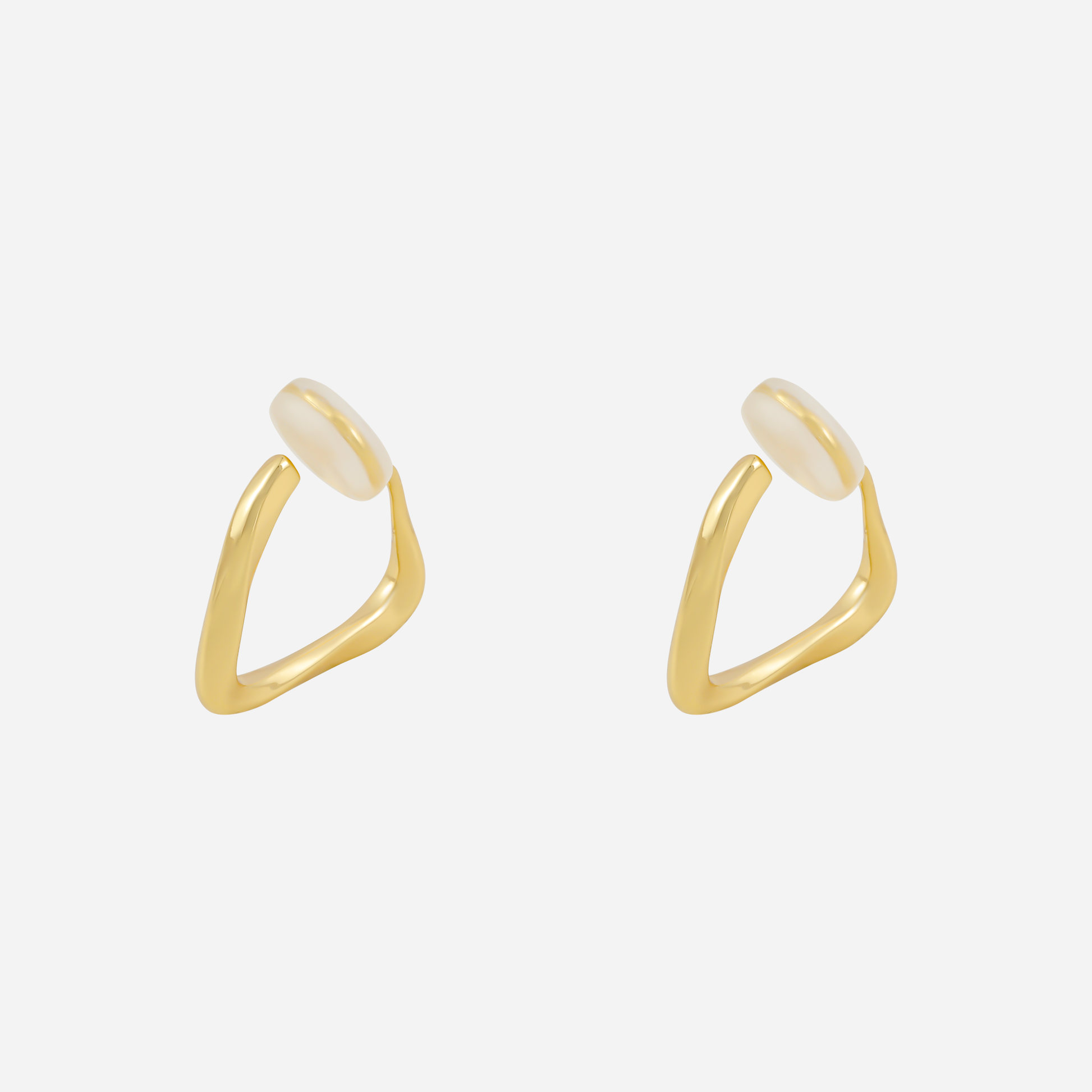 Polished Ribbed Clip-On Hoop Earrings in 18K gold plating by SOMIY for non-pierced ears.
