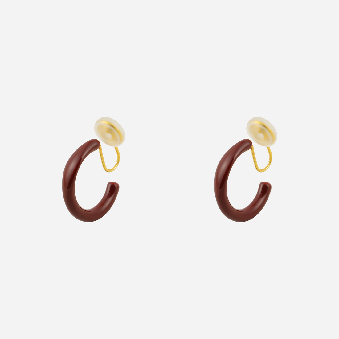Sleek Polished Medium Clip-On Hoop Earrings in 18K gold plating by SOMIY for non-pierced ears.