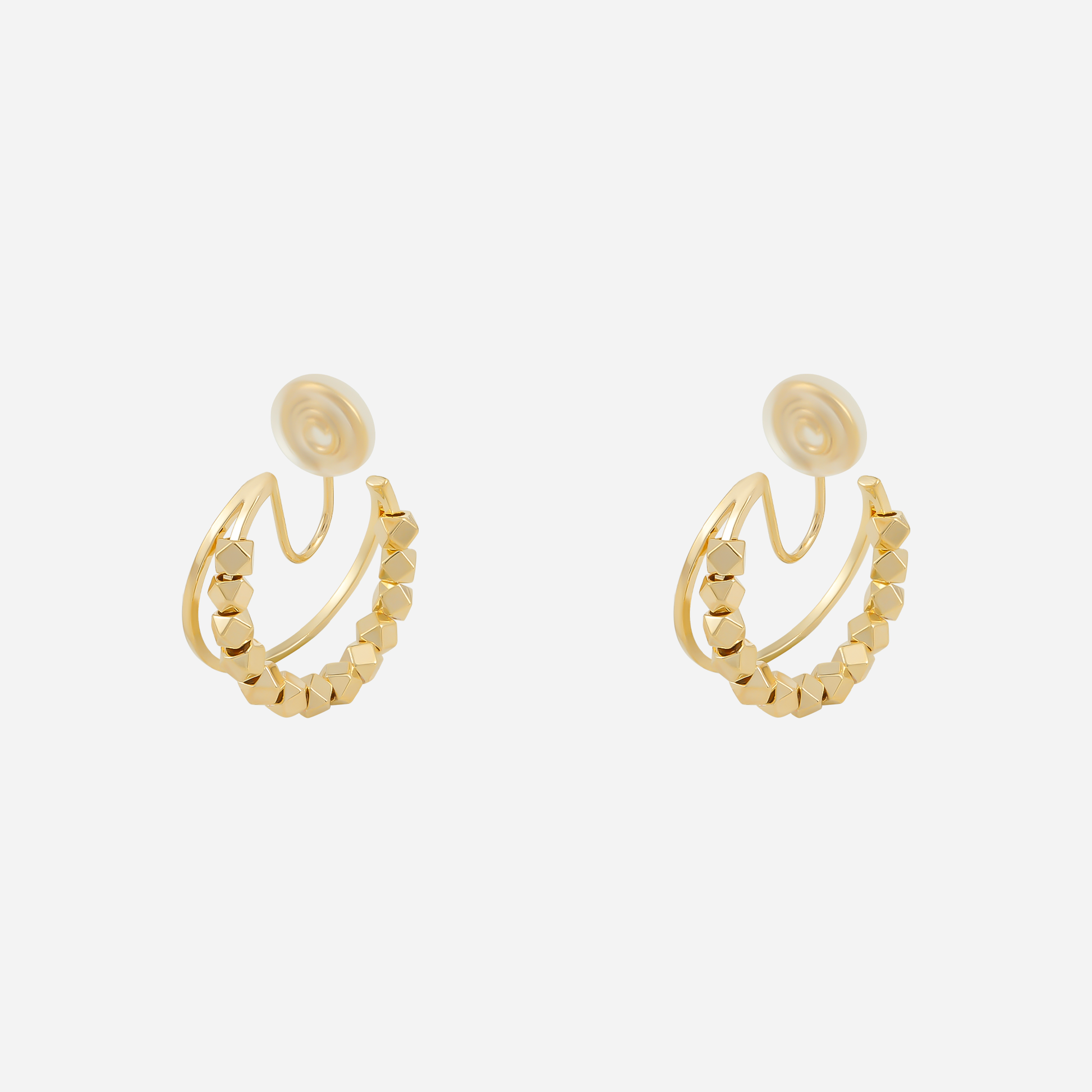 Polished Knotted Clip-On Hoop Earrings in gold and silver by SOMIY for non-pierced ears.