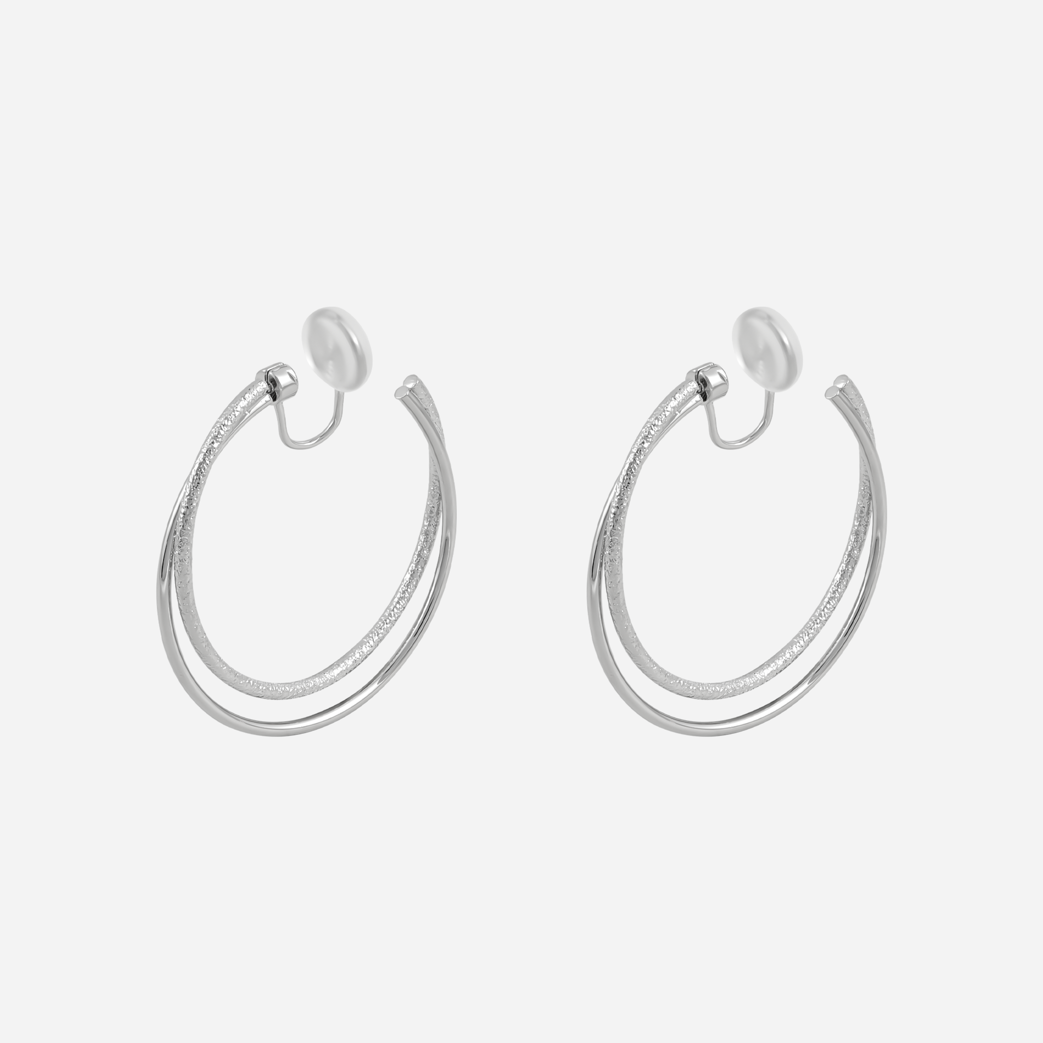 Large Polished Silver Clip-On Hoop Earrings